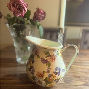 Mackenzie Childs White Flower Market Pitcher holds 100 oz sangria, lemonade etc!